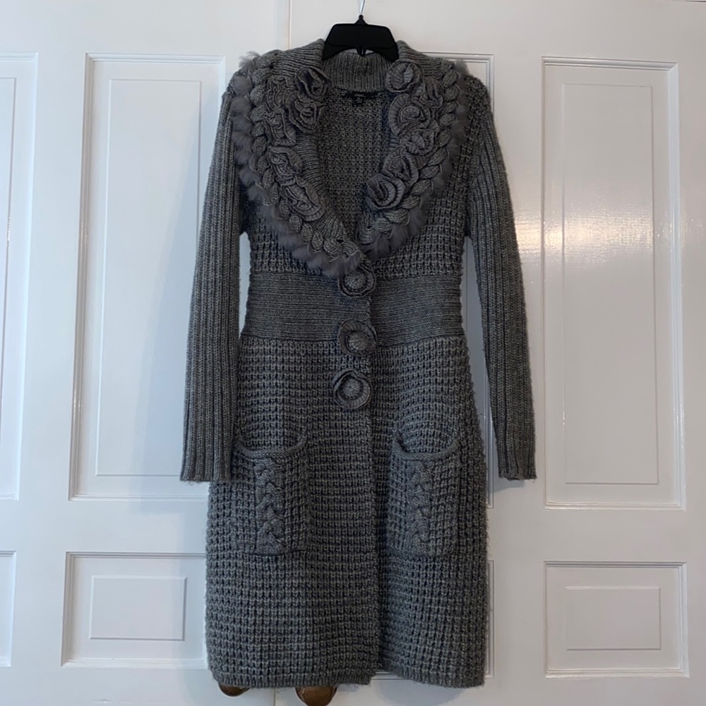 Gray long sweater cardigan